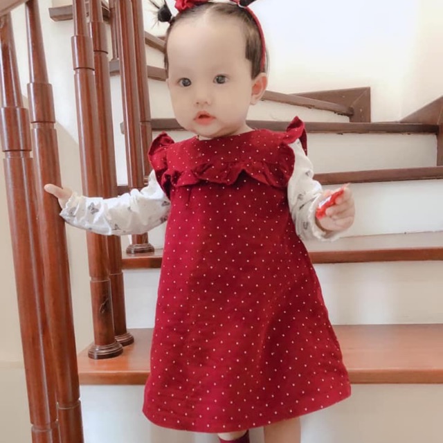 Váy nhung hoạ tiết chấm bi HM