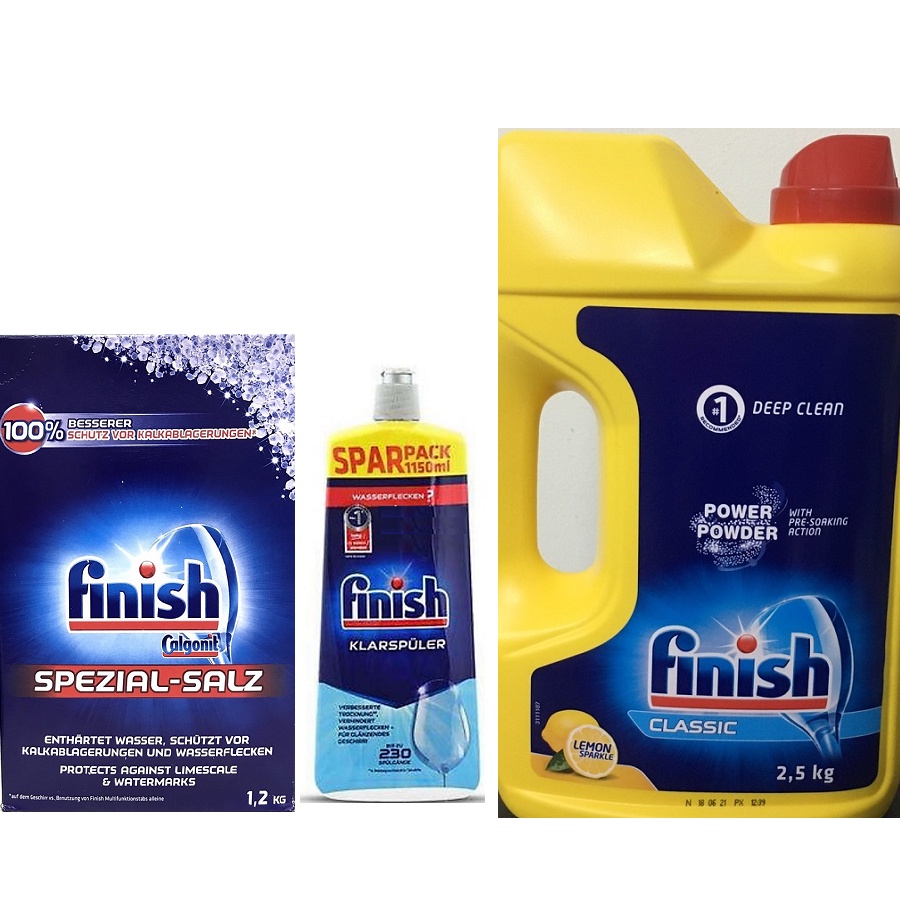 Combo Bột rửa bát Finish 2,0kg+bóng finish +muối Finish 1.2kg