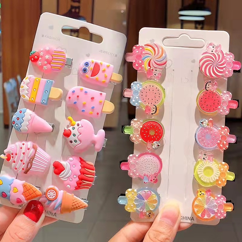 Kẹp Tóc Hình Cây Kem Hoạt Hình Dễ Thương Cho Bé Gái