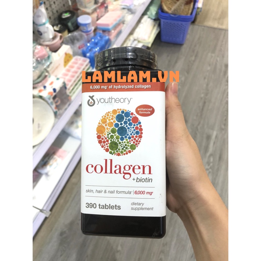 Collagen Youtheory Type 1 2 & 3 390 Viên mẫu mới Của Mỹ-Collagen Không Biến Tính