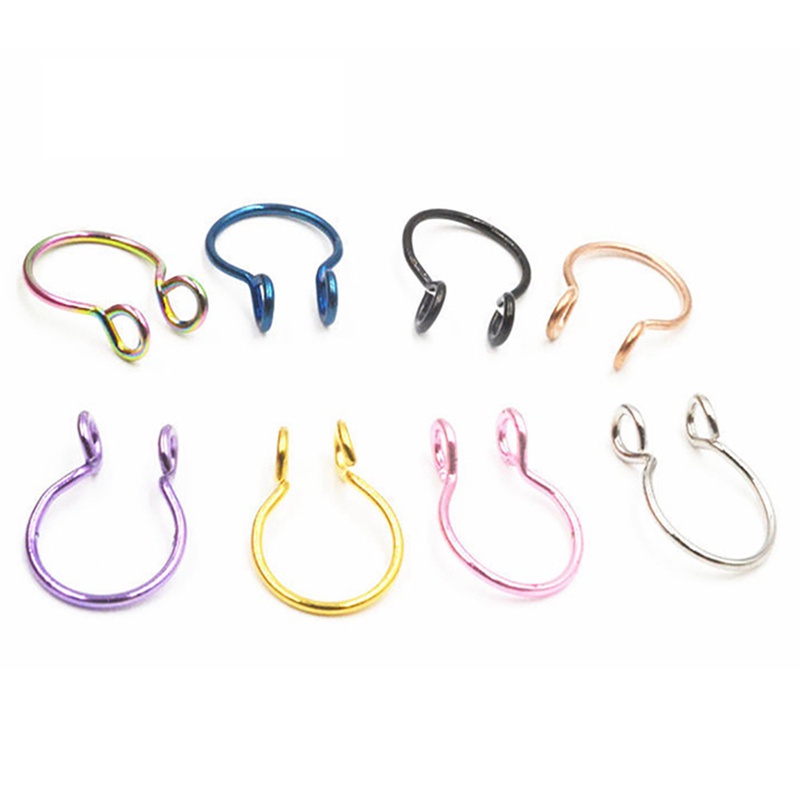 Set 5 khuyên tai/mũi/mũi hình chữ C bằng thép y tế