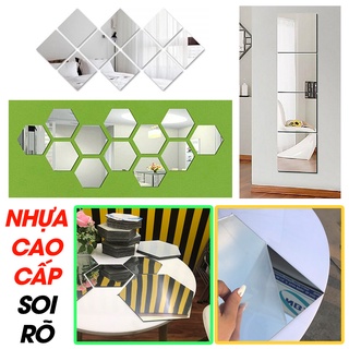 Gương Decor Ghép Tường, ̣̣TẶNG Băng Keo. Gương Dán Tường Toàn Thân, Chất Liệu Mica Cao Cấp. Soi Rõ