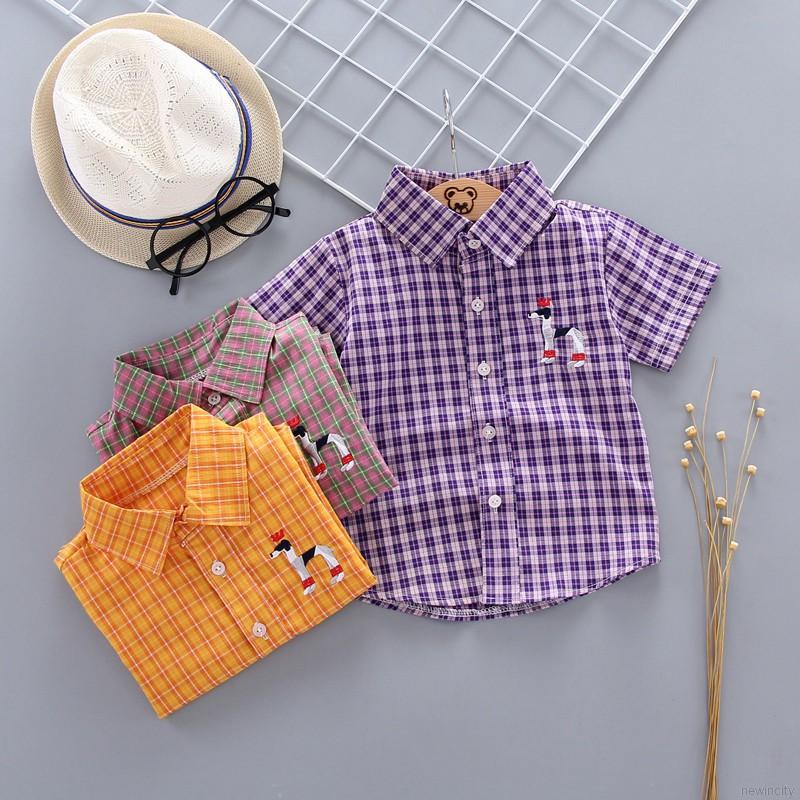 Áo sọc ca rô cổ bẻ xinh xắn thời trang cho trẻ em