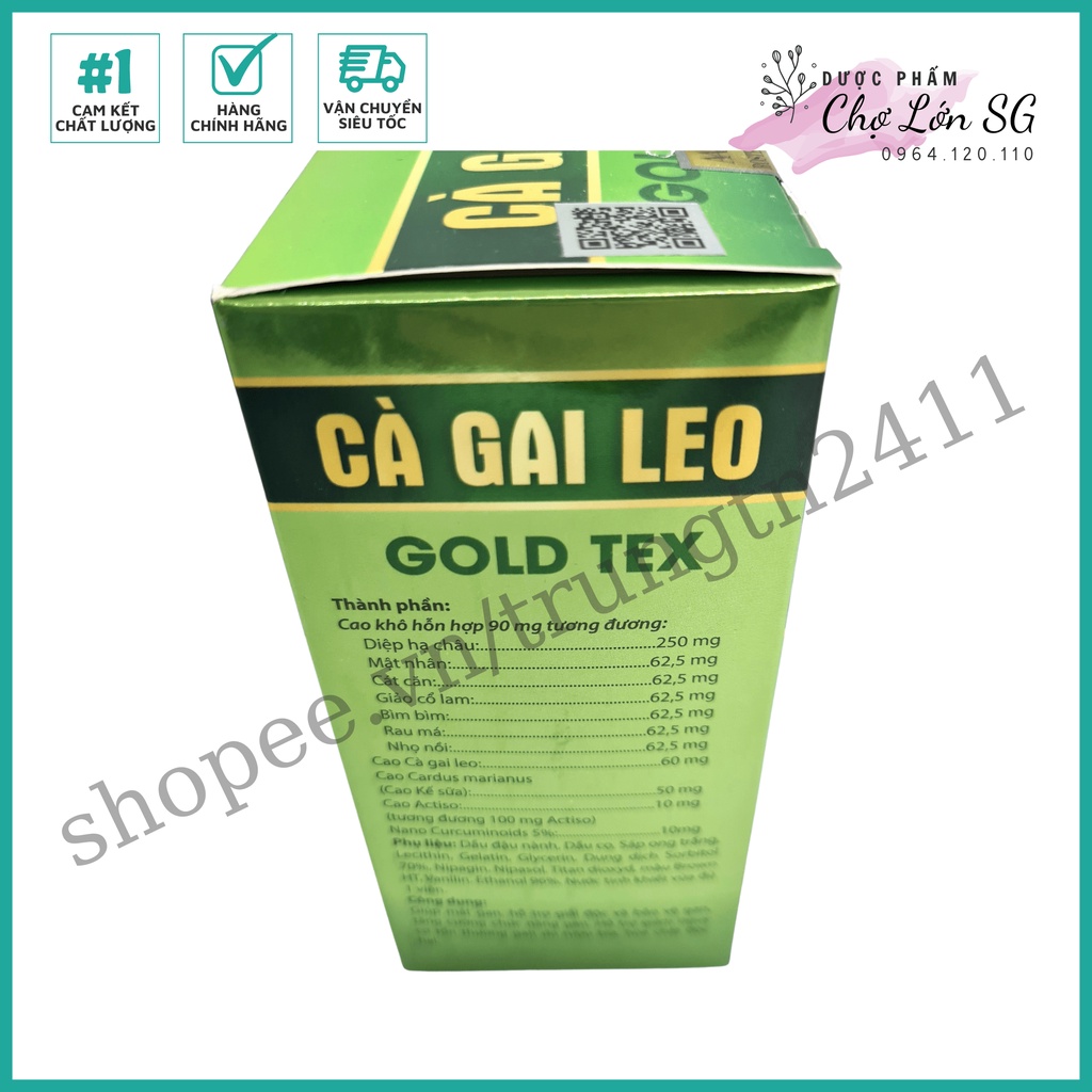 Viên uống CÀ GAI LEO GOLD TEX hỗ trợ giải độc gan, làm mát gan, hạ men gan  – Chai 50 viên