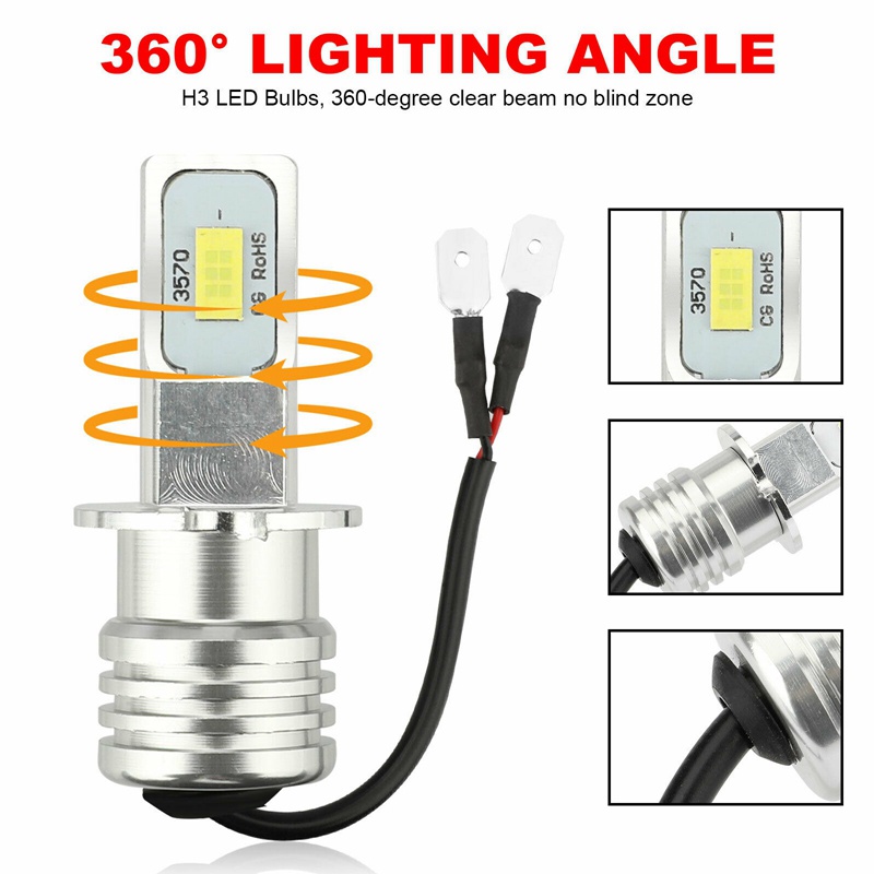 Set 2 đèn pha H3 6000K 100W ánh sáng trắng dành cho ô tô