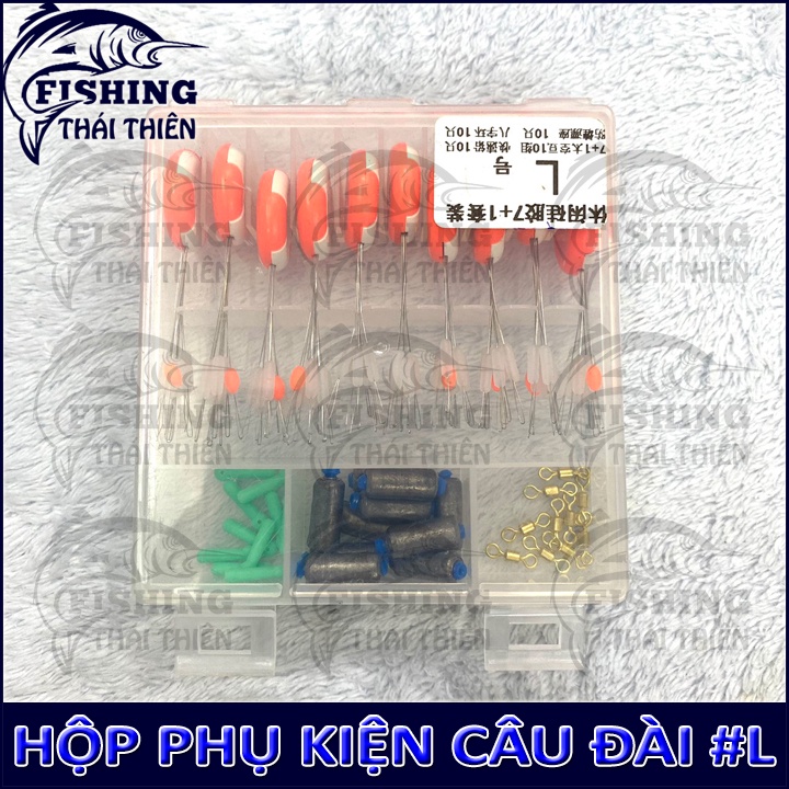 Hộp Phụ Kiện Câu Đài #L Gồm Chân Gim Phao, Thanh Chì Lá, Vòng Số 8 Hạt Chặn, Chống Sóc