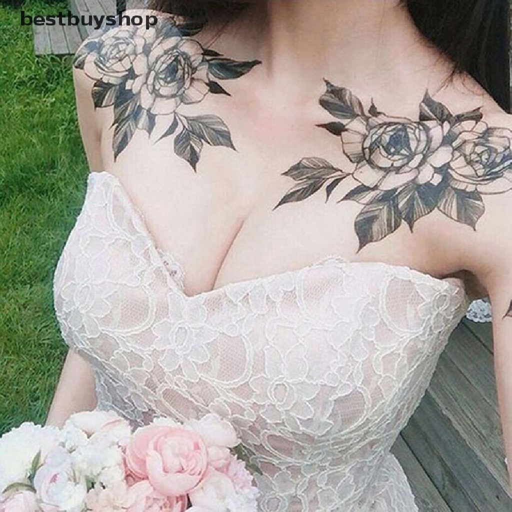 Tấm dán hình xăm tạm thời hình hoa hồng đen