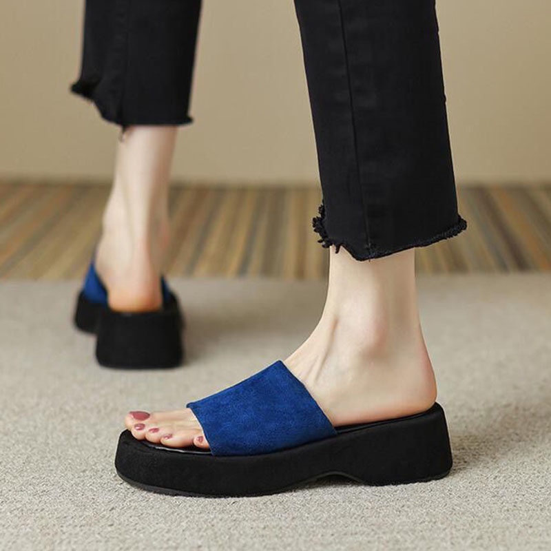 Dép đế xuồng IELGY bằng da thời trang đi biển cho nữ