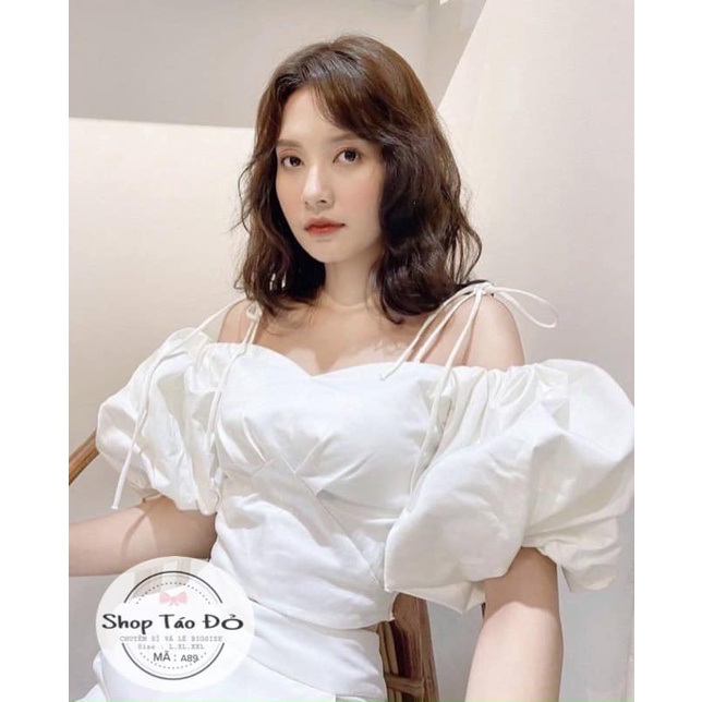 (TÁO ĐỎ BIGSIZE 55-90KG) Áo croptop tay bèo phồng bẹt vai A89 🍎🍎🍎