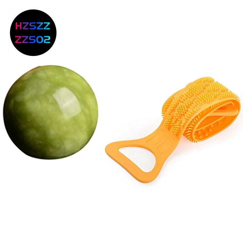 (Hàng Mới Về) Set 2 Bóng Silicone Họa Tiết Vân Đá Kèm 1 Bàn Chải Vệ Sinh Cơ Thể Giảm Căng Thẳng