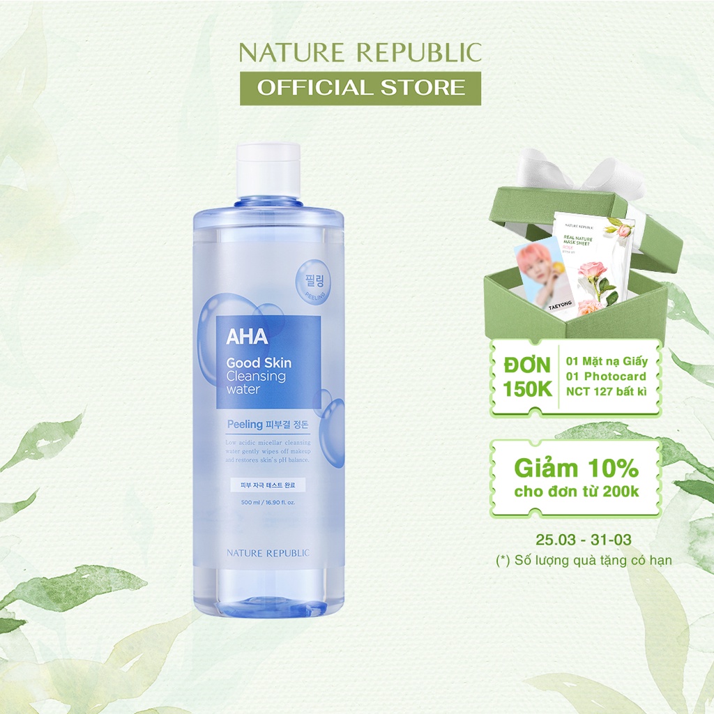 Nature Republic Nước tẩy trang dành cho da tối màu, xỉn màu Good Skin AHA Ampoule Cleansing Water 500 ml | WebRaoVat - webraovat.net.vn