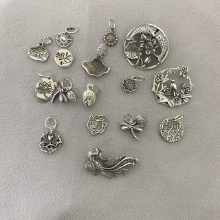 Mặt dây chuyền/ charm chuồn chuồn nụ sen bạc nguyên chất