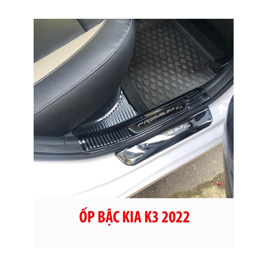 Ốp Bậc Cửa, Nẹp Bước Chân Kia K3 2021-2022 Mẫu Titan Cao Cấp + tặng keo trợ dính trang trí chống xước bậc cửa xe