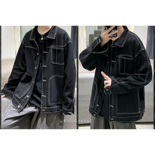 ÁO KHOÁC JEAN DENIM CONTRAST BLACK NOCTURNAL Nam Nữ Cặp Đôi Unisex Phong Cách Dạo Phố Sài Gòn Ulzzang 2021