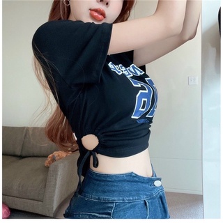 Áo croptop thun borip rút dây eo