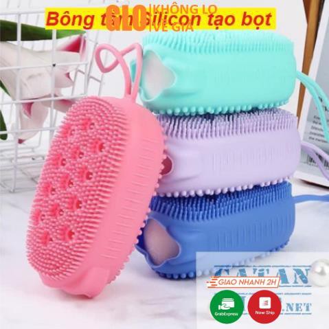 Bông Tắm Silicon Tạo Bọt Massage Hình Chuột Cute, Tẩy Da Chết 2 Mặt