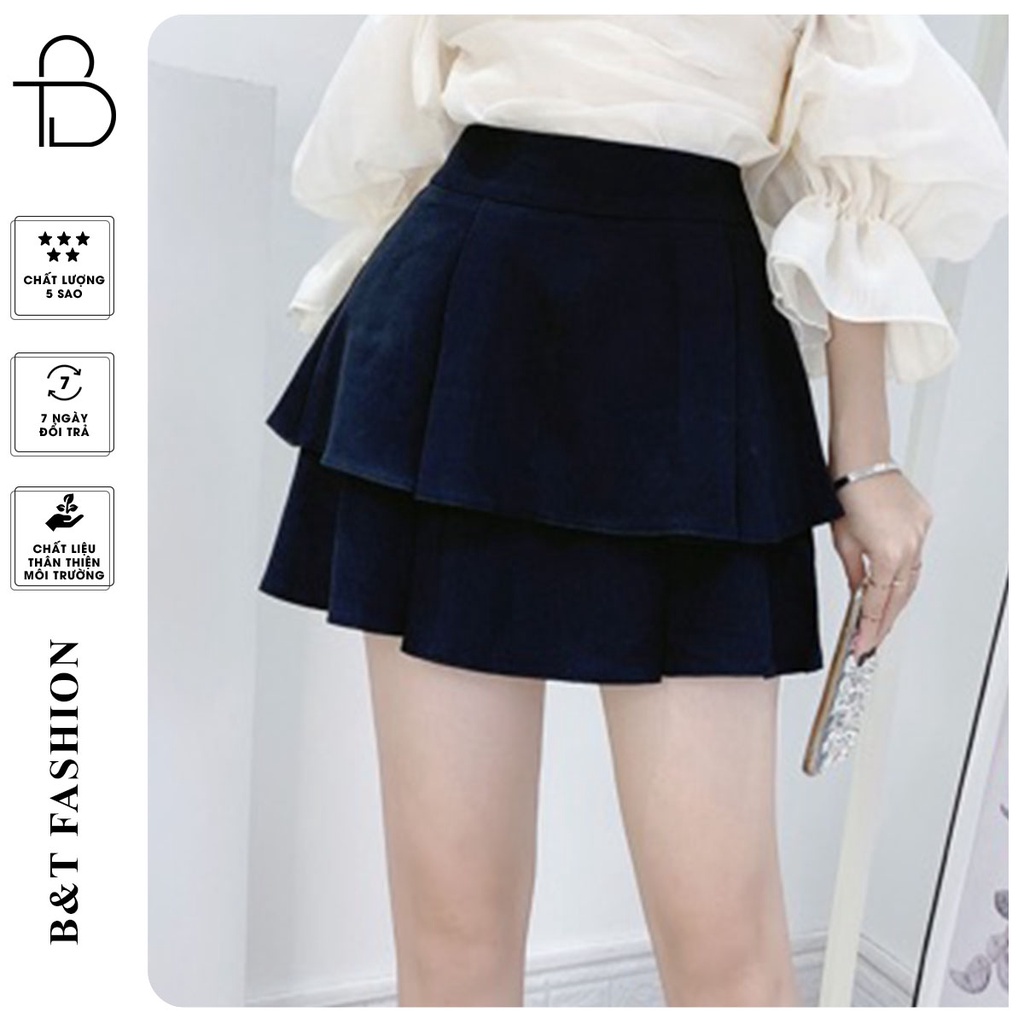 Chân váy nữ ngắn 2 lớp chất liệu Ren Kami Lace xòe 2 tầng thiết kế sang chảnh B&T Fashion CV256