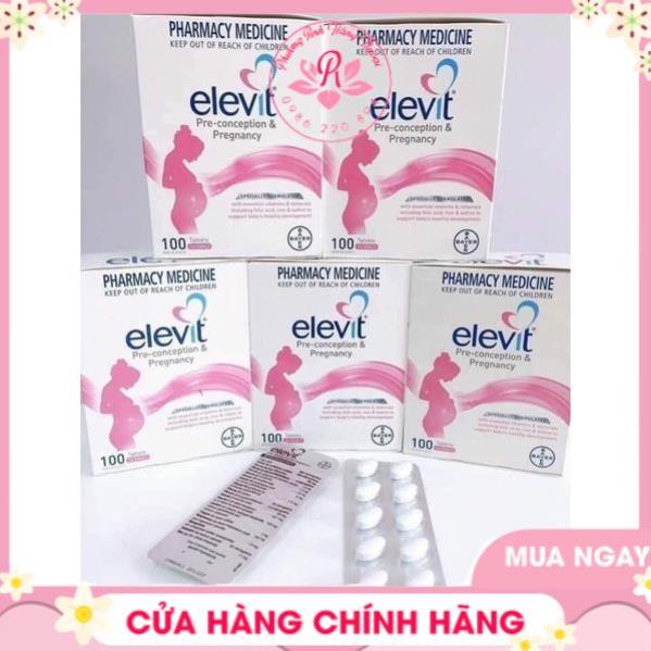 Vitamin tổng hợp Elevit Bầu, Úc (100 viên) bổ sung Vitamin C, D3, Axit Folic cho mẹ bầu, mẹ sau sinh