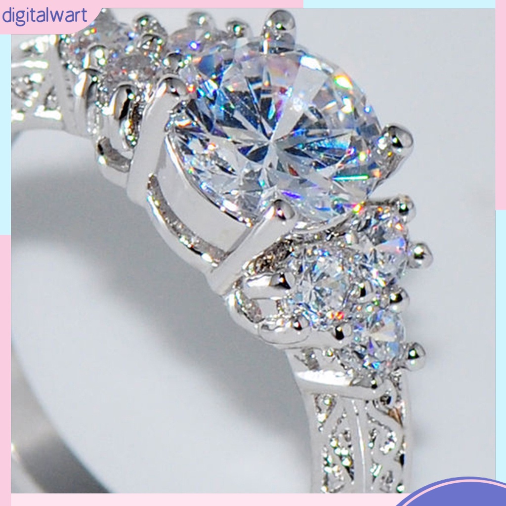 Nhẫn đính đá zirconia sang trọng thời trang cho nữ tùy chọn kích thước