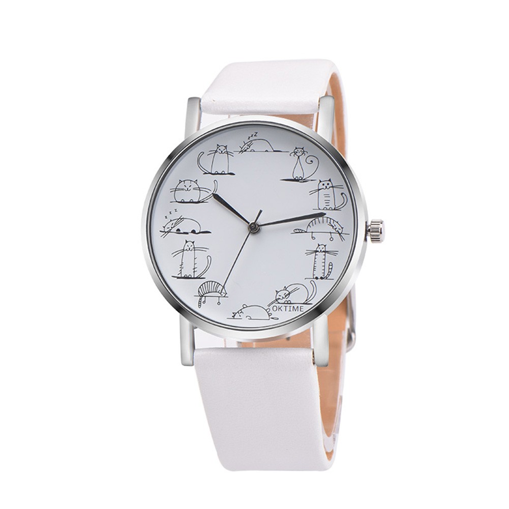 Đồng Hồ Dây Da Giả Mặt Hình Mèo Dễ Thương Cho Nữ | BigBuy360 - bigbuy360.vn