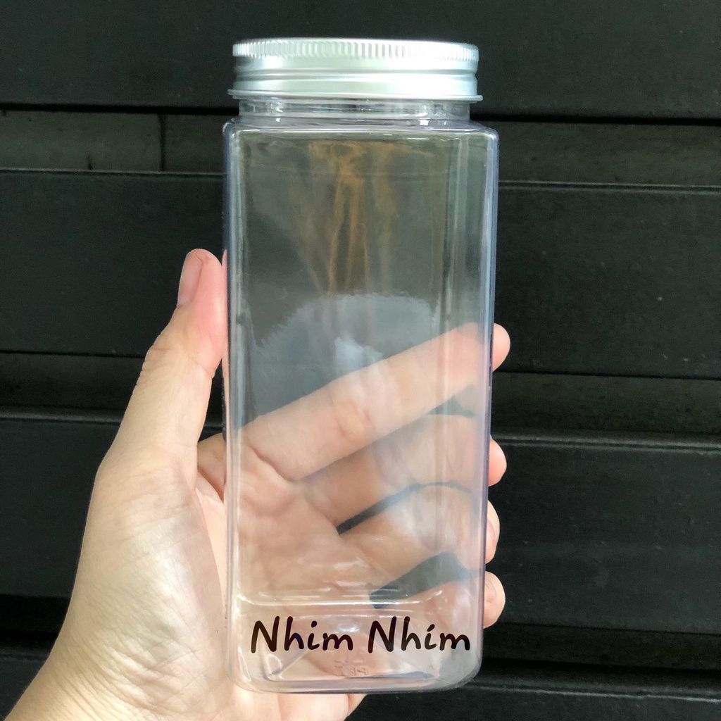 Hũ Nhựa Pet Nắp Nhôm Vuông 380ml Đựng Thực Phẩm