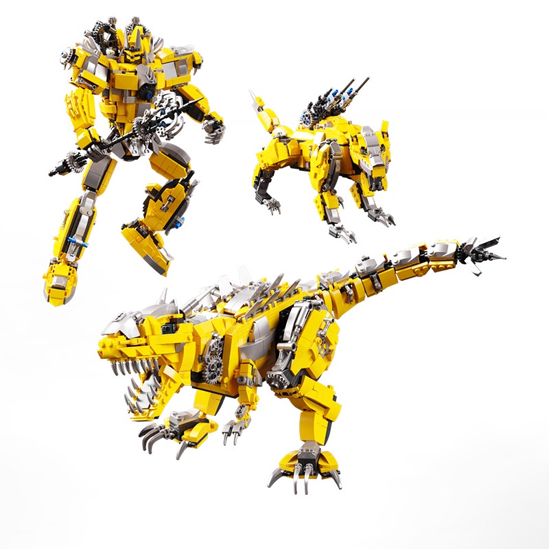 Đồ Chơi Lắp Ráp Cơ Khí Ba Mảnh Hình Khủng Long Bạo Chúa Spinosaurus Mecha Q6003-4