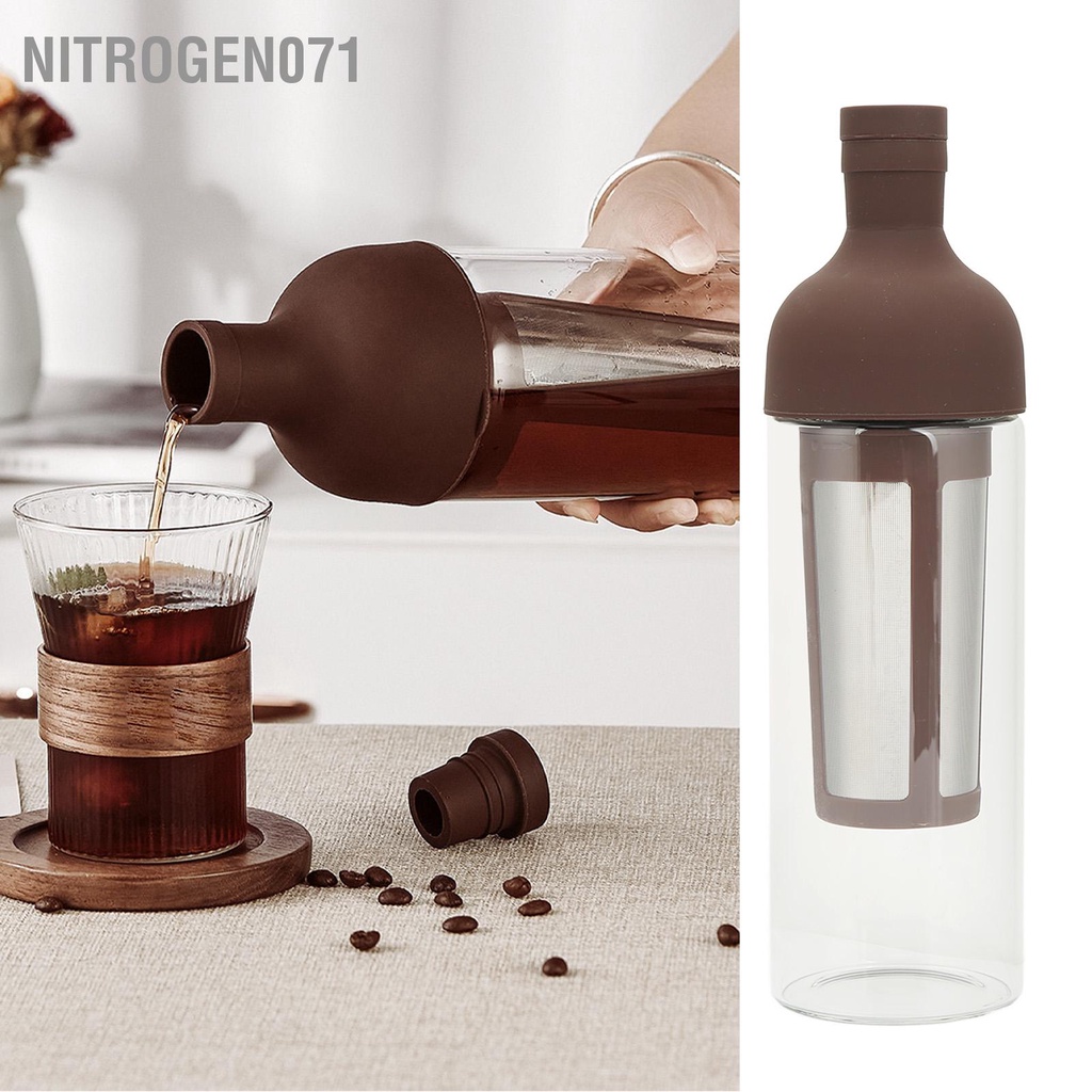 Nitrogen071Bình Cold Brew pha cà phê lạnh, Chai Cold Brew, bình pha cà phê lạnh - hai lớp Bình đựng với bộ lọc bằng thép không gỉ cho gia đình 1000ml