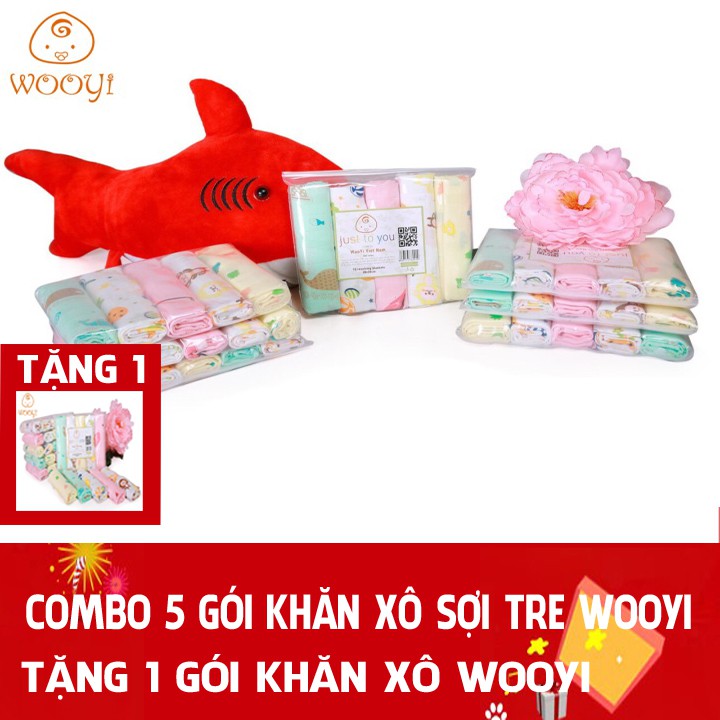 COMBO 5 TẶNG 1 KHĂN XÔ SỢI TRE WOOYI | MUA 5 GÓI TẶNG 1 GÓI