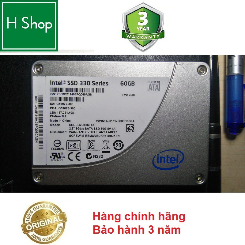 [Mã 44ELSALE2 giảm 7% đơn 300K] Ổ cứng SSD Intel 60Gb 330 series, hàng tháo máy chính hãng, bảo hành 3 năm