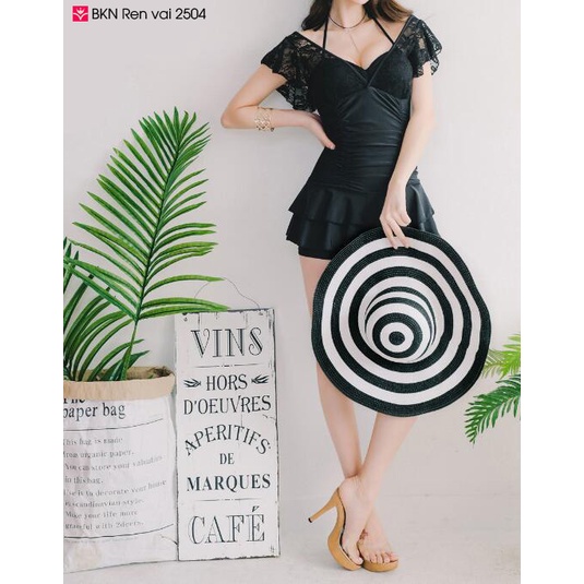 Bikini Ren vai kín đáo 2504 - Luliqueen - Đồ bơi đen váy đùi đi biển quyến rũ, sexy