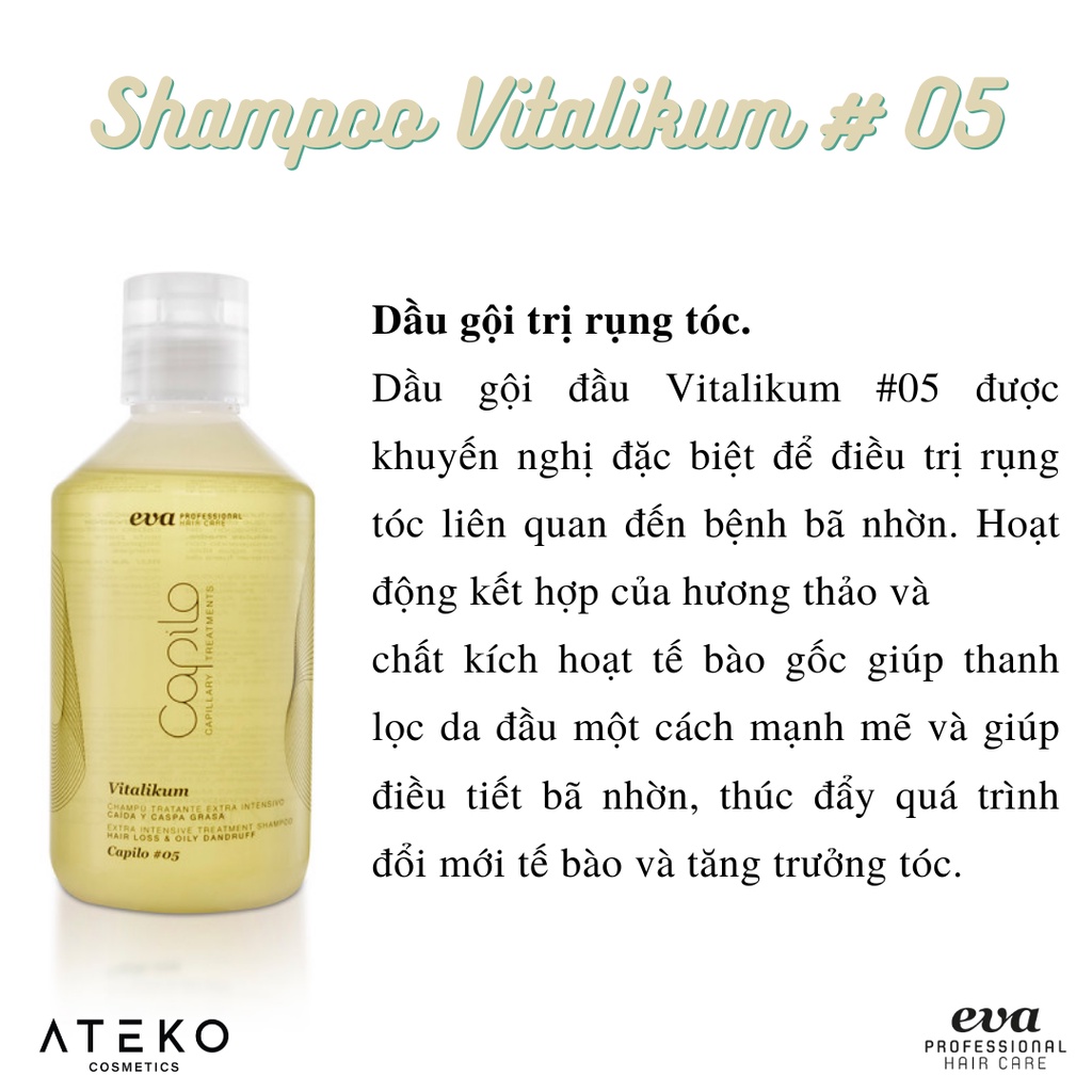 Dầu gội tr.ị rụ.ng tóc, làm sạch sâu Capilo Shampoo - Eva Professional Hair Care