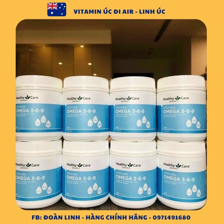 Viên Uống Omega 369 Healthy Care Úc 200 Viên, Hàng Chuẩn Úc,Cung cấp Omega EPA DHA