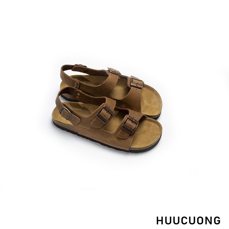 SANDAL HỮU CƯỜNG 2 KHÓA DA BÒ - ĐẾ TRẤU, DA THẬT