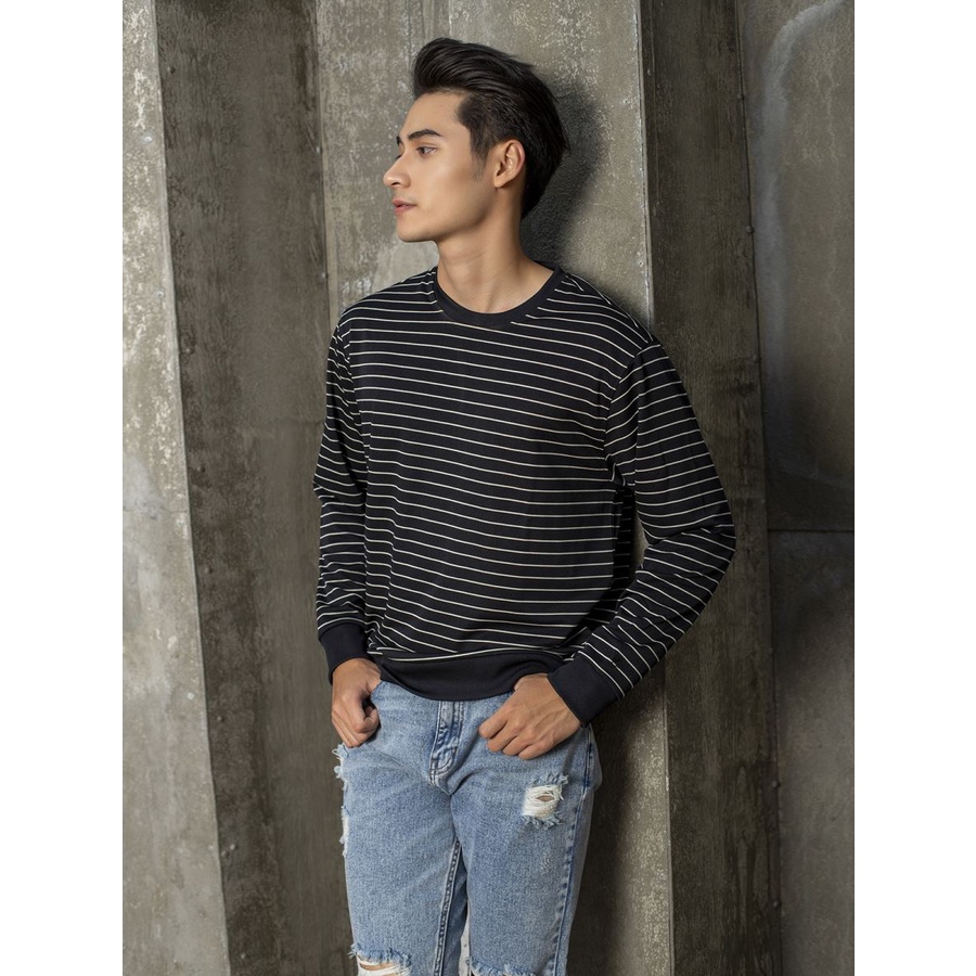 Áo thu đông nam dài tay ARISTINO TAG 450K họa tiết kẻ ngang, trẻ trung, ASW004W9 (2 màu)