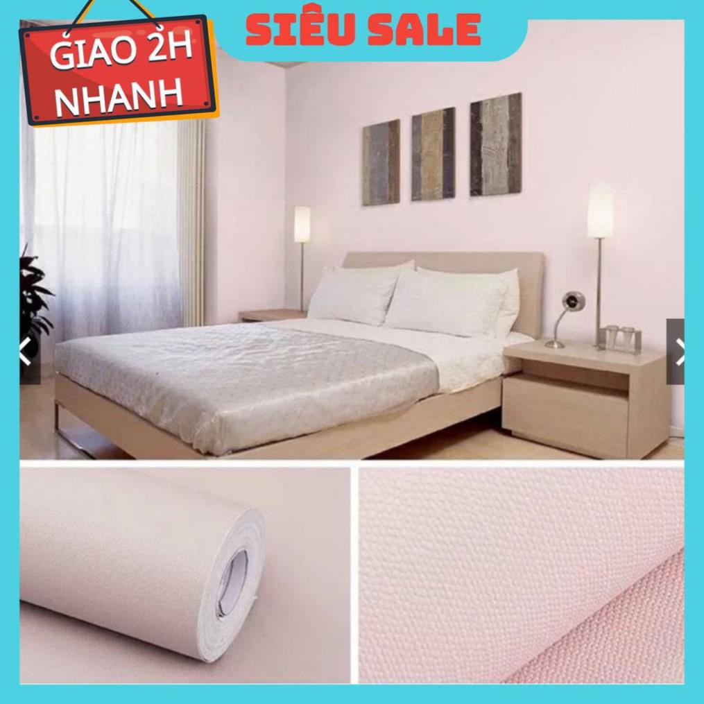 Decal Giấy dán tường 10M màu Hồng Phấn Nhám keo sẵn chống nước tốt khổ 45cm