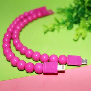 Hot Sale Solid Color Bead Bracelet Charger Micro USB 2.0 Data Sync Charging Cable For iPhone Android