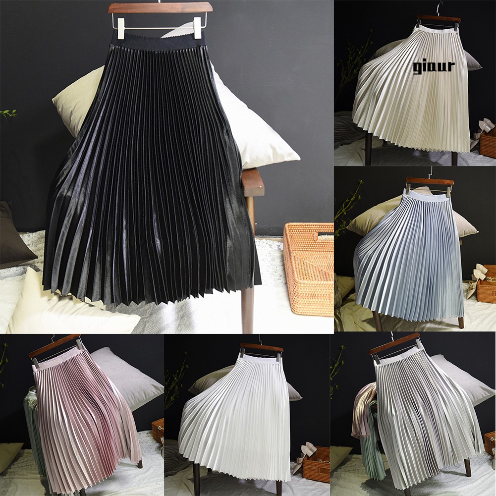 Chân Váy Maxi Lưng Cao Xếp Ly Phong Cách Vintage