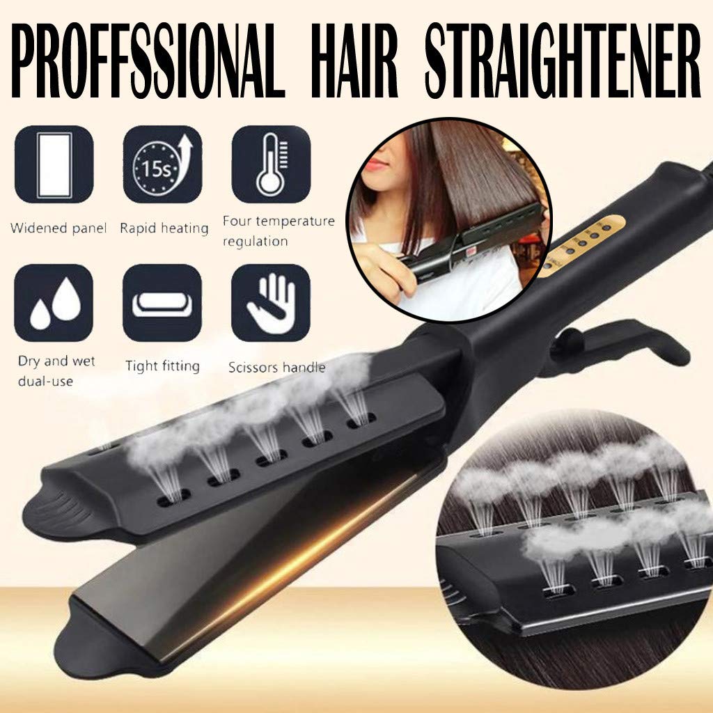 Hair Straightening Iron 2 in 1 Curly Widening Dry & Wet Hair 4 Speed Thermostat