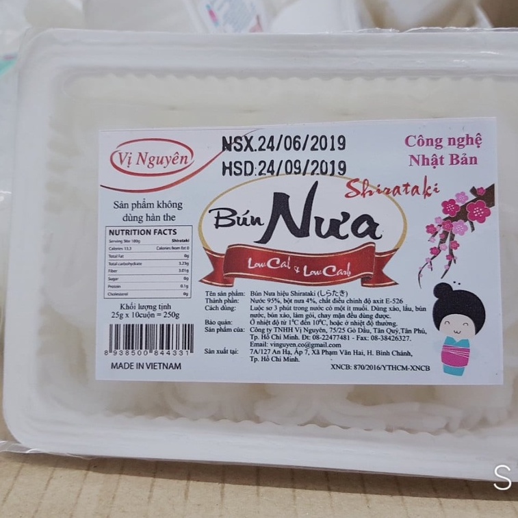 Bún Nưa Vị Nguyên ăn kiêng Keto, Das, Lowcarb, Eatclean - Gói 240 gram