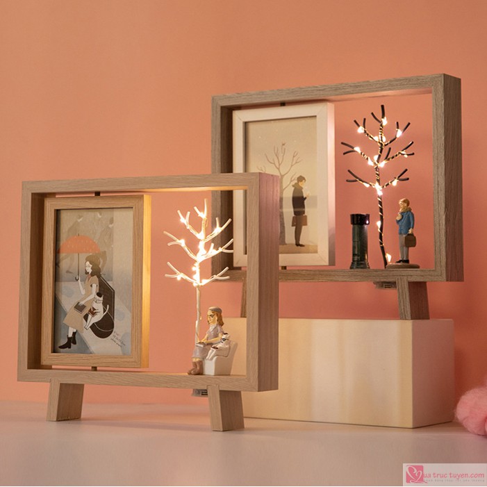 Khung ảnh 2 trong 1 gồm cây đèn led để bàn hình cô gái/ chàng trai - Quà tặng valenine lãng mạn