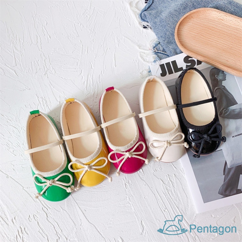 Giày Búp Bê Đế Mềm Đính Nơ Phong Cách Hàn Quốc Cho Bé Gái