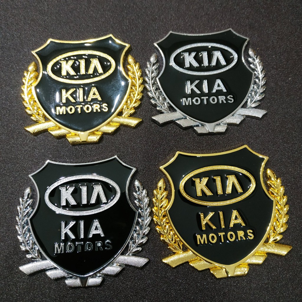 Cặp Logo bông lúa dán xe 5x5cm Honda Kia Toyota Ford hợp kim trang trí xe
