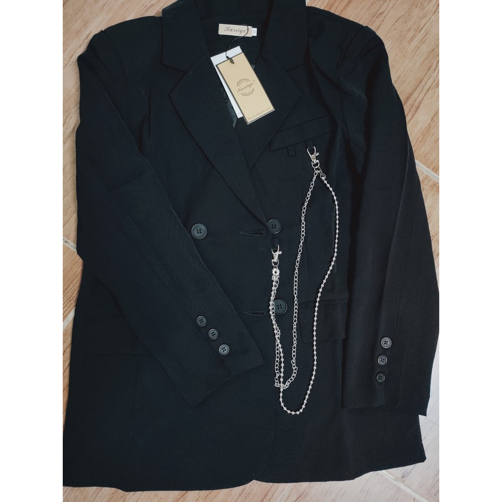 Sẵn Xanh MẢnh thật 4 hình cuối-2W114.Áo blazer lưng khuy phong cách kiểu Tây cá tính
