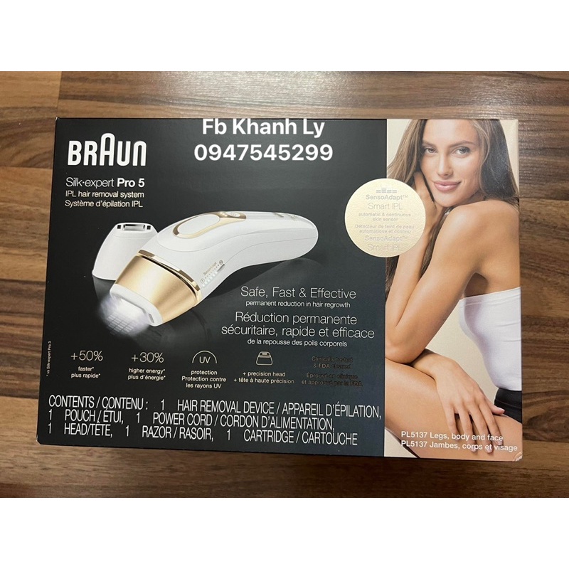 Máy Triệt Lông Braun Silk- Expert Pro 5 - PL5137 Thế Hệ Mới Nhất Chính  Hãng
