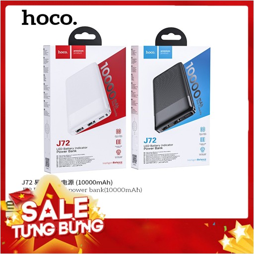 [  BÁN CHẠY NHẤT ] Sạc dự phòng hoco J72 10.000mAh - Mỏng nhẹ sang trọng - Bảo hành 6 tháng 1 đổi 1