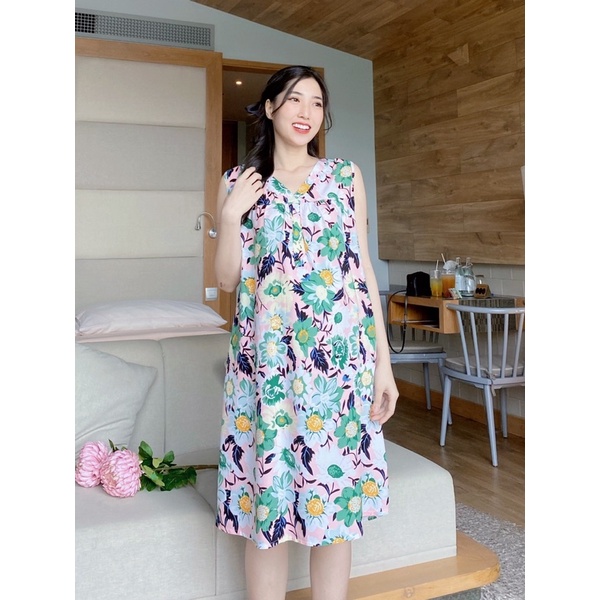 EVERMOM | Đầm tôn hai da thái form suông nơ cổ siêu nhẹ và mát