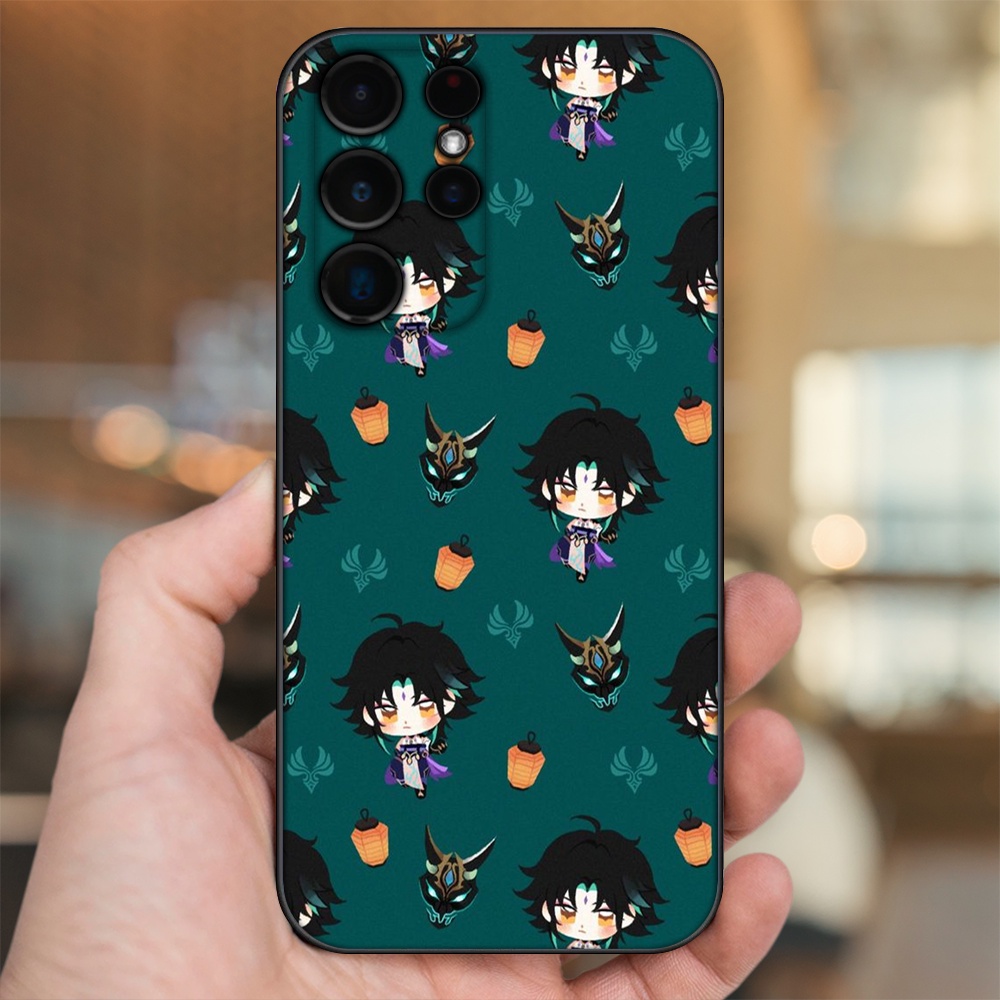 Ốp lưng Samsung S21 Ultra, S22 Ultra viền đen in hình Xiao Genshin Impact