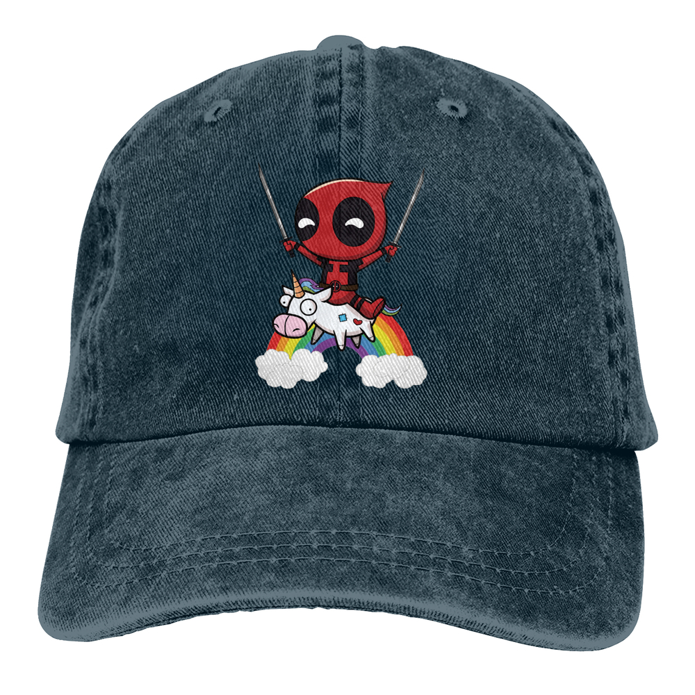 Mũ Lưỡi Trai Denim In Hình Deadpool