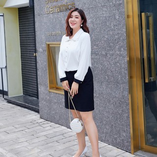 Áo sơ mi cổ sen viền tay cho người béo mập - ABEO125