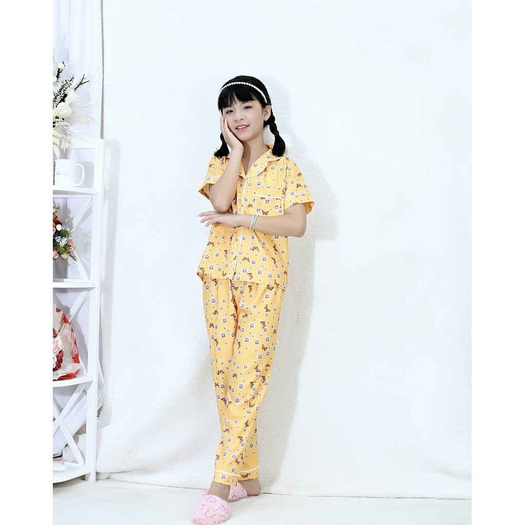 đồ bộ Pijama tay ngắn quần dài vải LỤA cao cấp mềm mịn cho bé UNISEX size 14-42kg 238